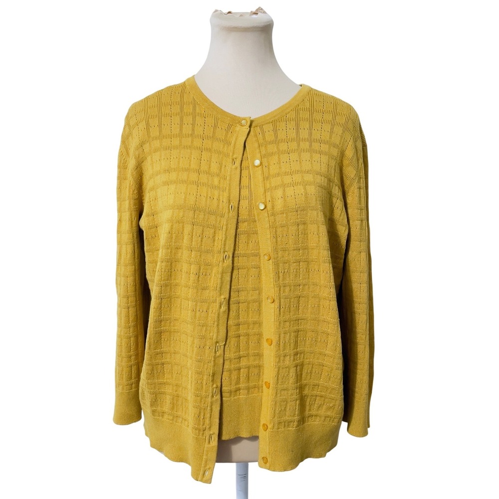 Yellow Women's Button-Front Knit Cardigan Sweater
